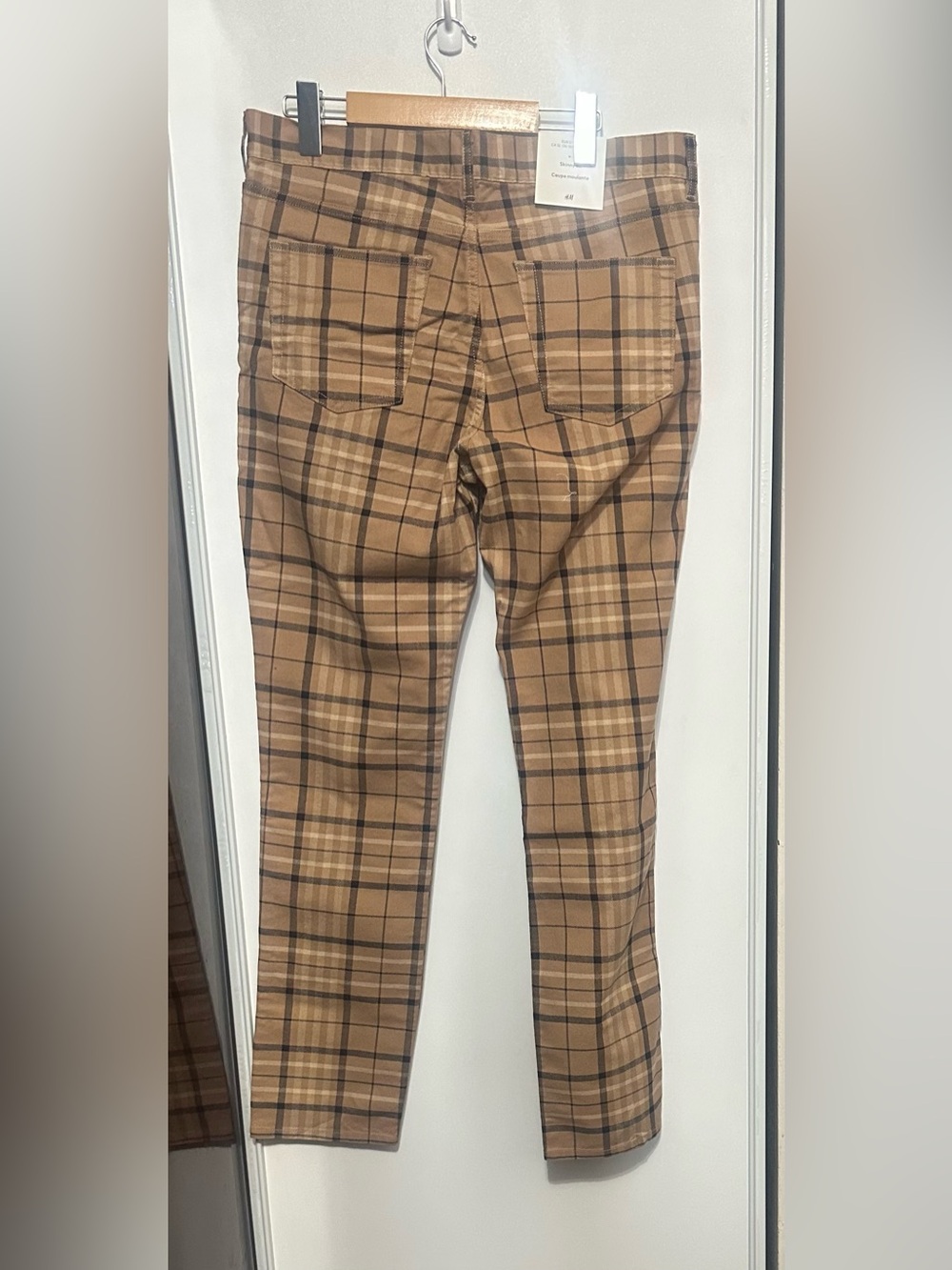 H&M Brown Plaid Slim Chinos
